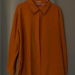 Anna Orange Stretch Button-Front Top